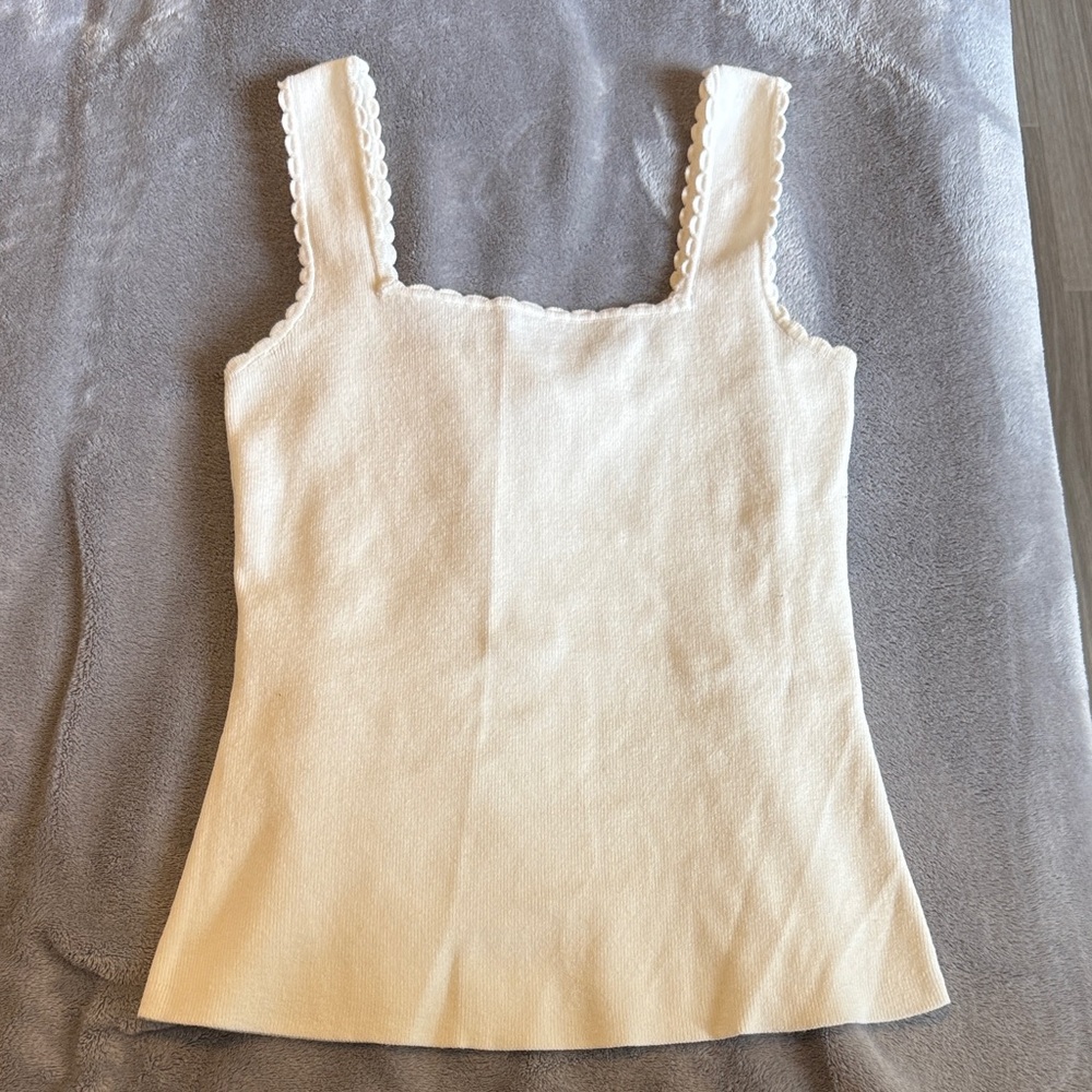 Sezane Luna Scalloped Tank Top